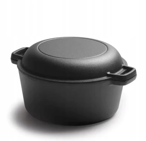 Krisberg 2in1 ketaus puodas 26cm 4,5L su dangčiu ir keptuve – juoda Keptuvė