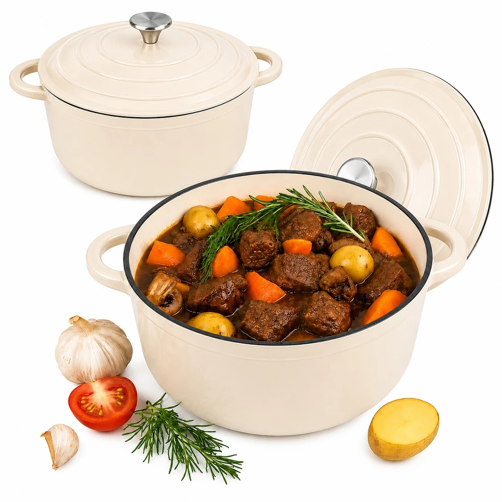 Krisberg EMALINIS KETUS PUODAS 4,2L Emaliuotas su dangteliu INDUKCINĖ DUJINĖ ORŠINĖ 24cm