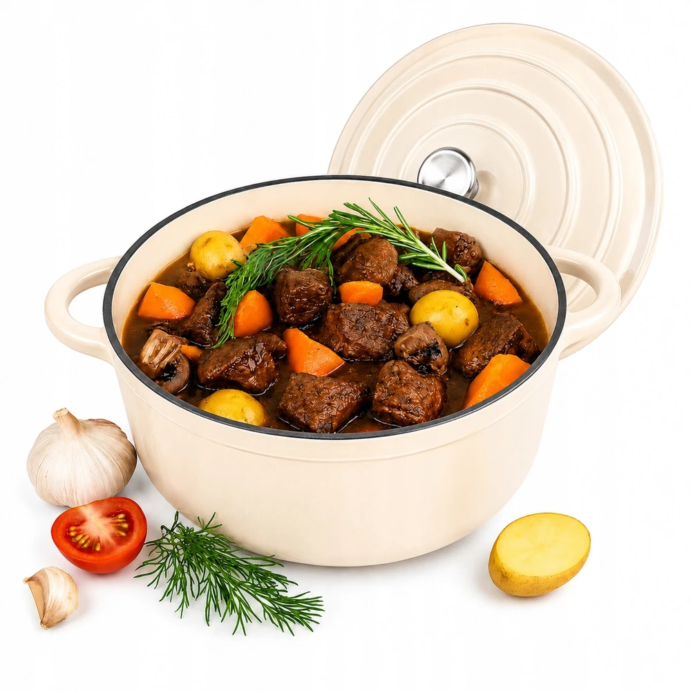 Krisberg EMALINIS KETUS PUODAS 4,2L Emaliuotas su dangteliu INDUKCINĖ DUJINĖ ORŠINĖ 24cm