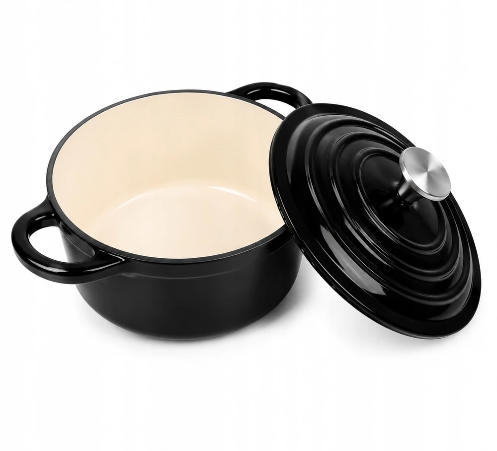Krisberg Emaliuotas KETUS PUODAS 5,9L Emaliuotas su dangteliu INDUKCINĖ DUJINĖ ORŠINĖ 28cm