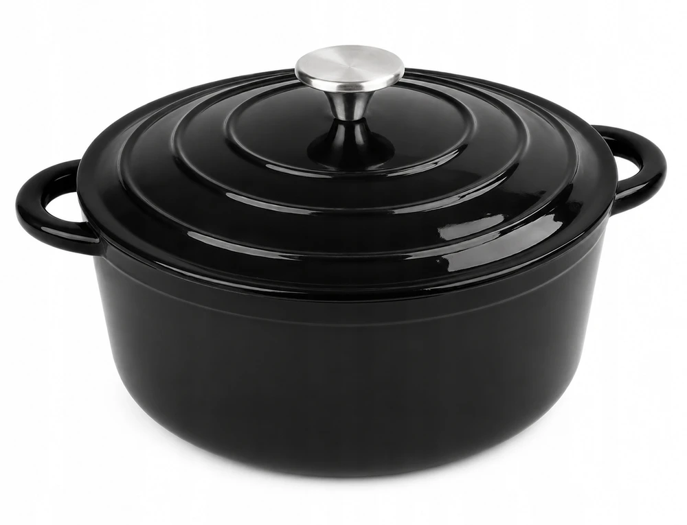 Krisberg Emaliuotas KETUS PUODAS 5,9L Emaliuotas su dangteliu INDUKCINĖ DUJINĖ ORŠINĖ 28cm