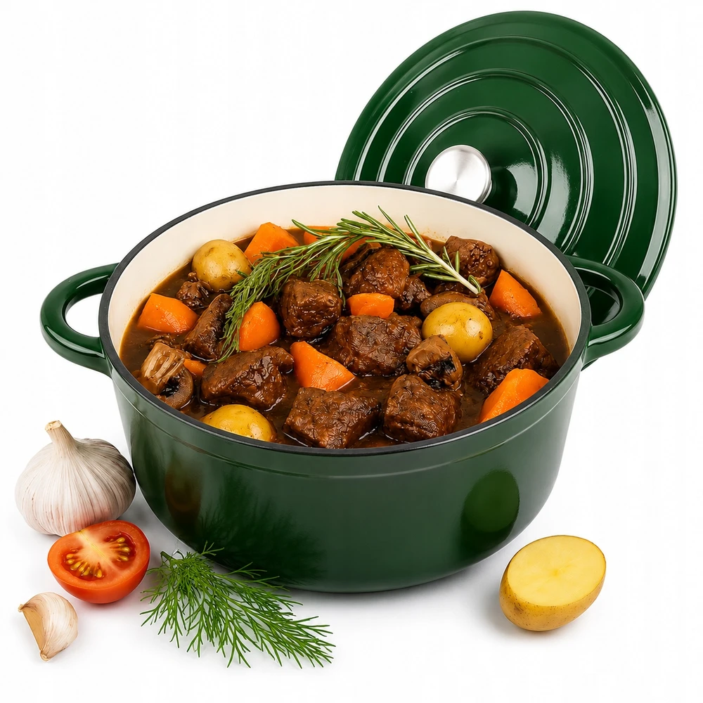 Krisberg Emaliuotas KETUS PUODAS 5,9L Emaliuotas su dangteliu INDUKCINĖ DUJINĖ ORŠINĖ 28cm