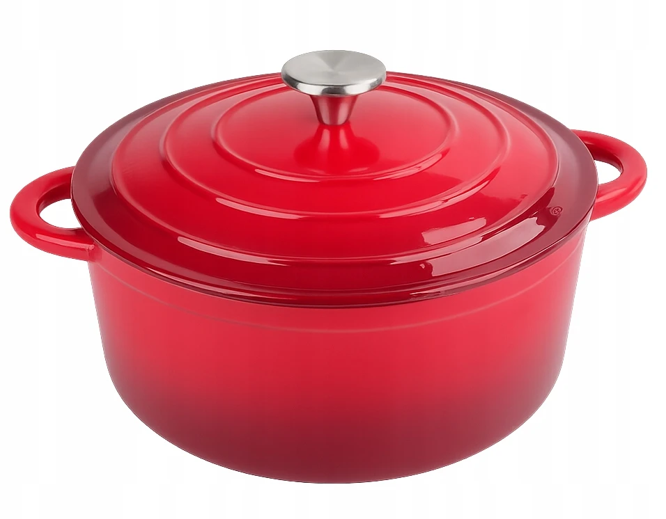 Krisberg Emaliuotas KETUS PUODAS 5,9L Emaliuotas su dangteliu INDUKCINĖ DUJINĖ ORŠINĖ 28cm