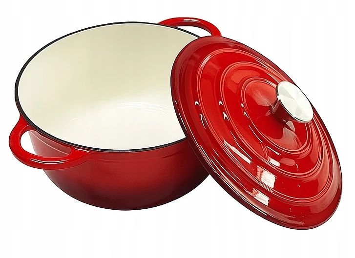 Krisberg Emaliuotas KETUS PUODAS 5,9L Emaliuotas su dangteliu INDUKCINĖ DUJINĖ ORŠINĖ 28cm