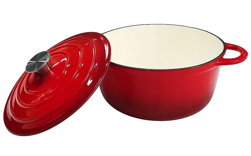 Krisberg Emaliuotas KETUS PUODAS 5,9L Emaliuotas su dangteliu INDUKCINĖ DUJINĖ ORŠINĖ 28cm