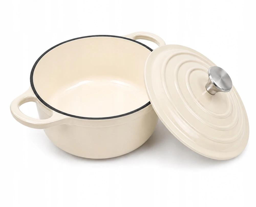 Krisberg Emaliuotas KETUS PUODAS 5,9L Emaliuotas su dangteliu INDUKCINĖ DUJINĖ ORŠINĖ 28cm