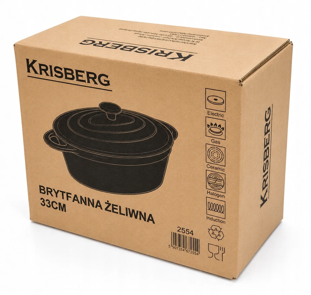 Krisberg Keptuvė 6,4 L Sunkusis ketaus puodas Žąsų keptuvė 33 cm INDUKCINĖ DUJINĖ orkaitė