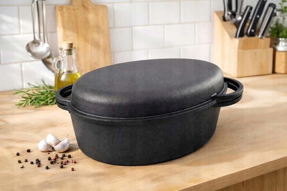 Krisberg Ketaus kepimo keptuvė 2 viename DANČIO / GRILĖS KEPUTINIS INDUKCINĖS DUJOS 34 cm