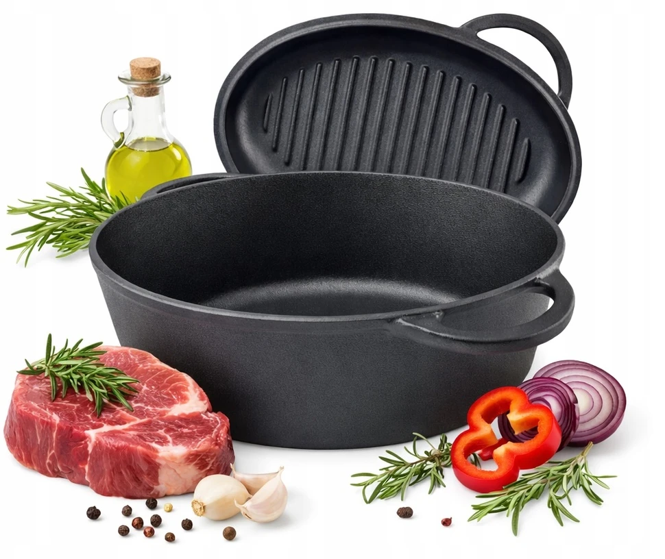 Krisberg Ketaus kepimo keptuvė 2 viename DANČIO / GRILĖS KEPUTINIS INDUKCINĖS DUJOS 34 cm