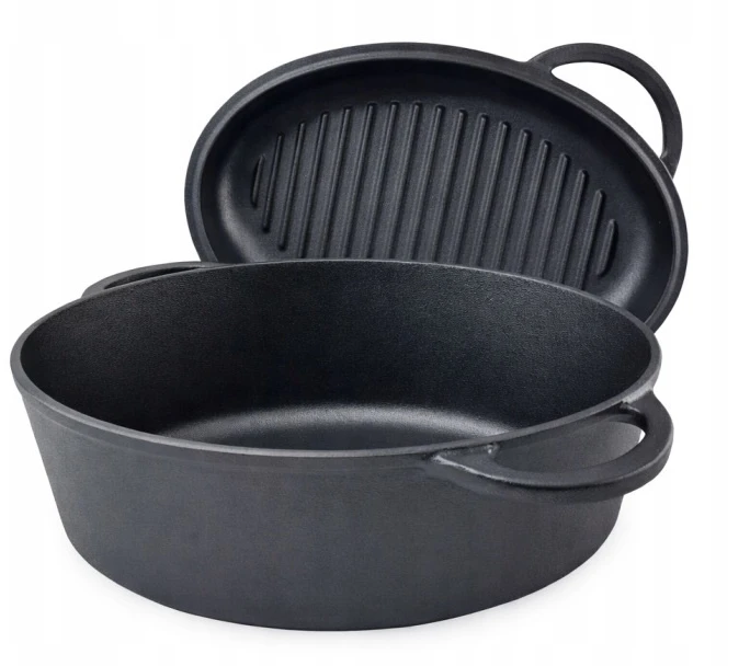 Krisberg Ketaus kepimo keptuvė 2 viename DANČIO / GRILĖS KEPUTINIS INDUKCINĖS DUJOS 34 cm