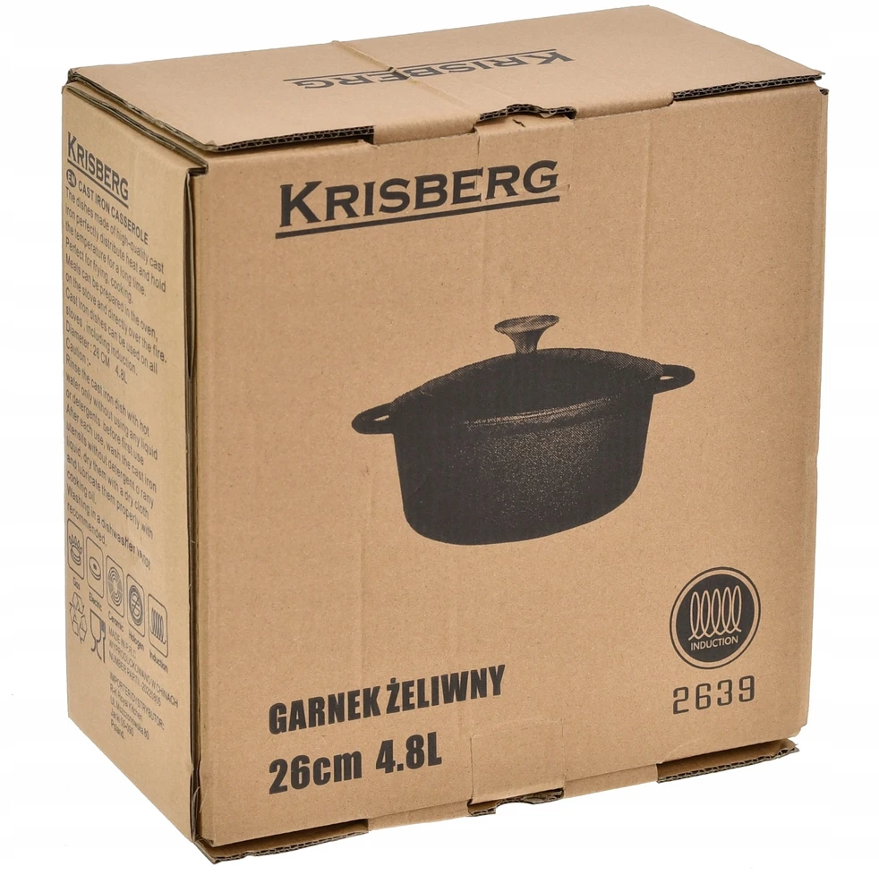Krisberg Ketaus puodas 4,8 L kepimui BRYTFANNA katilas 26 cm Indukcinės dujos