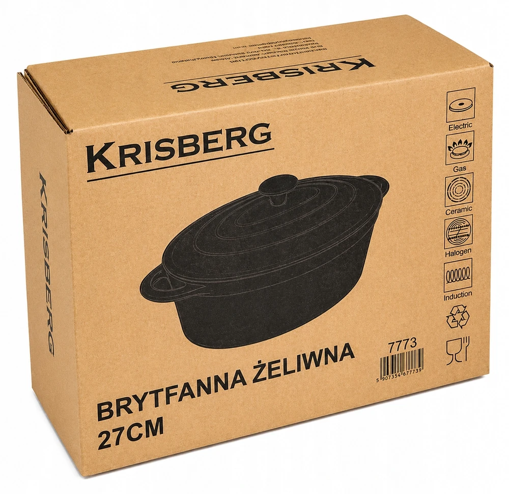 Krisberg Ketaus skrudinimo keptuvė 4 litrai su dangteliu Ketaus puodo indukcinė dujinė orkaitė