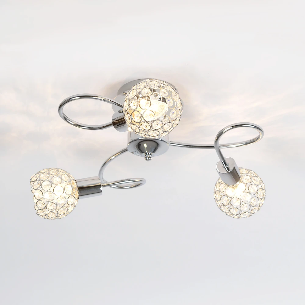 Krislamp LIKWIDACJA - Kinkiet KLARA 3 belka chrom kryształki E14 sidabrinė