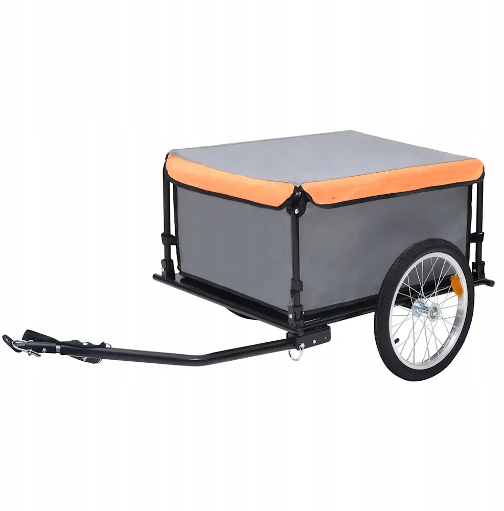 Dviračio priekaba, pilkos ir oranžinės spalvos, 65kg