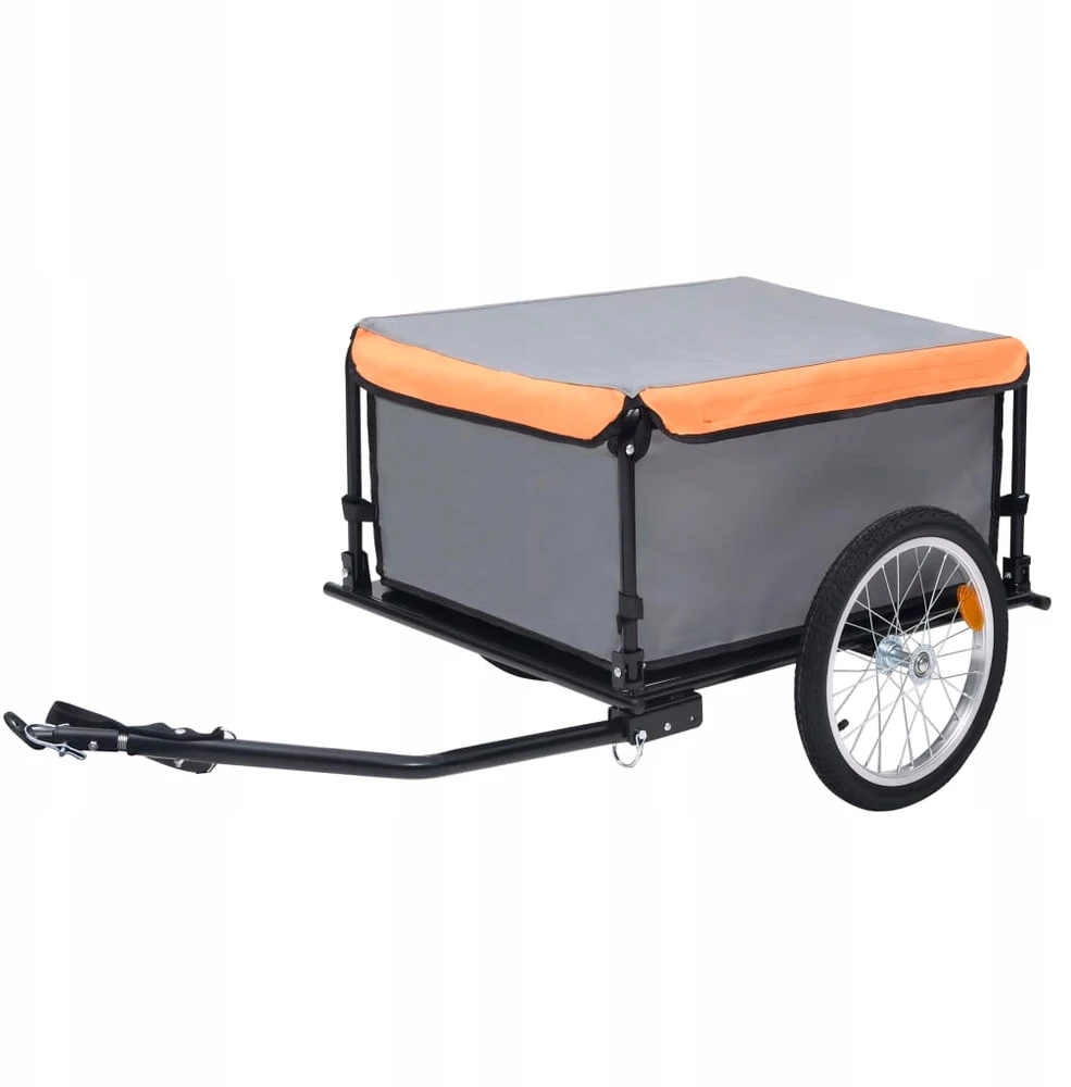 Dviračio priekaba, pilkos ir oranžinės spalvos, 65kg