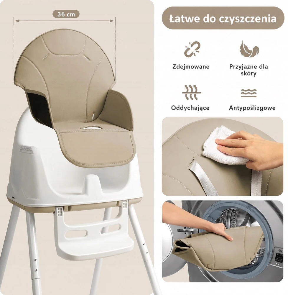 KRUZZEL maitinimo kėdė 3in1- smėlio spalvos
