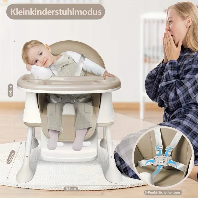 KRUZZEL maitinimo kėdė 3in1- smėlio spalvos