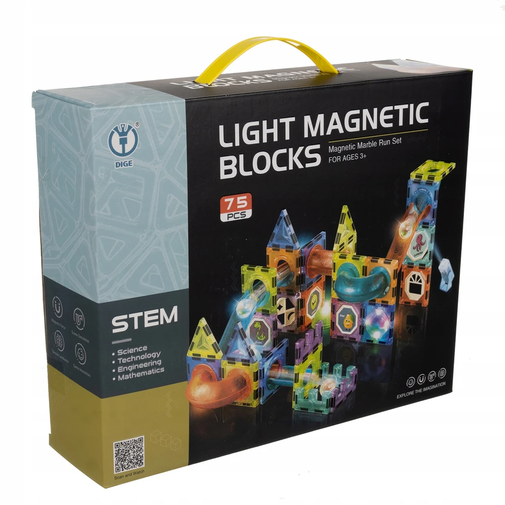 Magnetiniai blokeliai - takelis 75 vnt. Kruzzel 22684