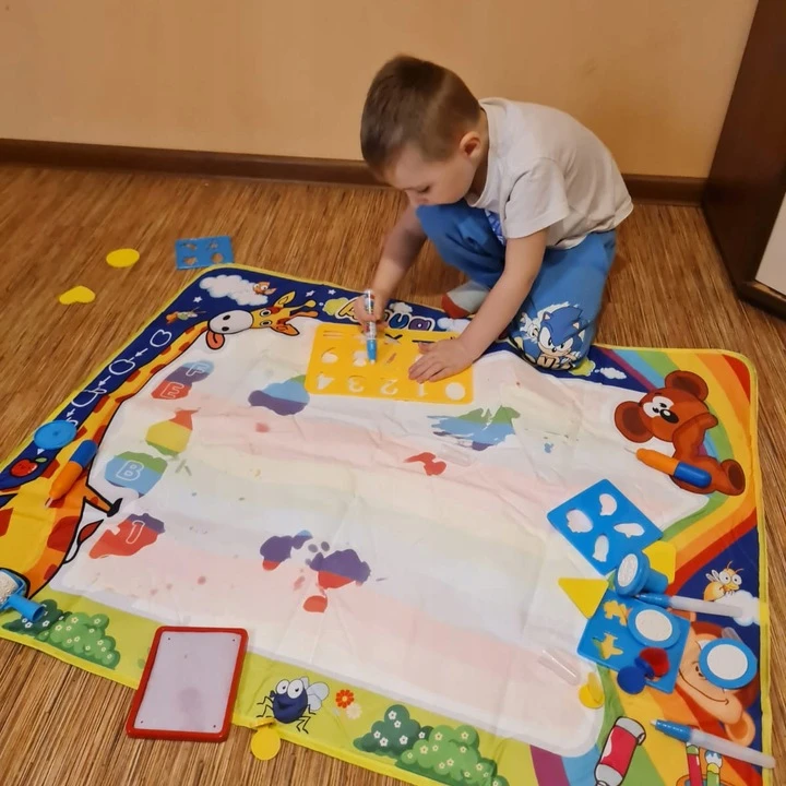 Kruzzel XXL vandens kilimėlis dažymui su vandeniu didelis piešimo antspaudams Priedai 100x80