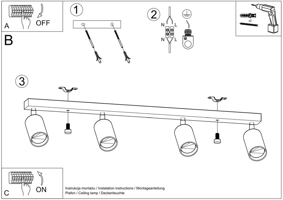 Sollux Lighting Lubinis šviestuvas BERG 4 natūralaus medžio