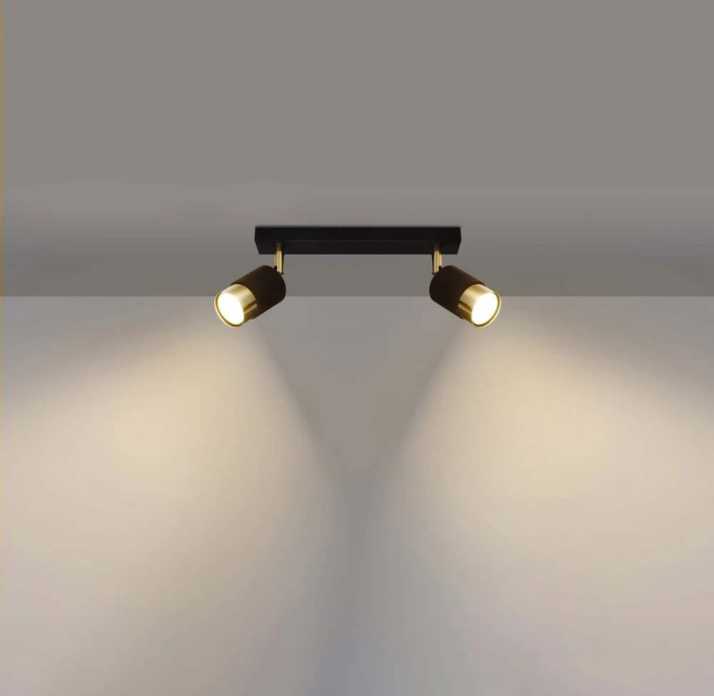 Sollux Lighting Lubinis šviestuvas NERO 2 juodas/auksinis