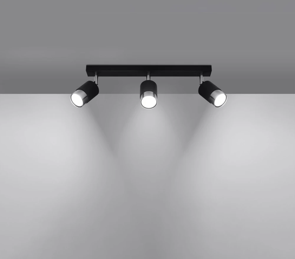 Sollux Lighting Lubinis šviestuvas NERO 3 juodas/chromas