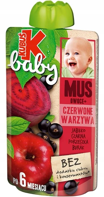 KUBUŚ Baby serbentų burokėlių putėsiai 100g Sveikas skanus desertas vaikams