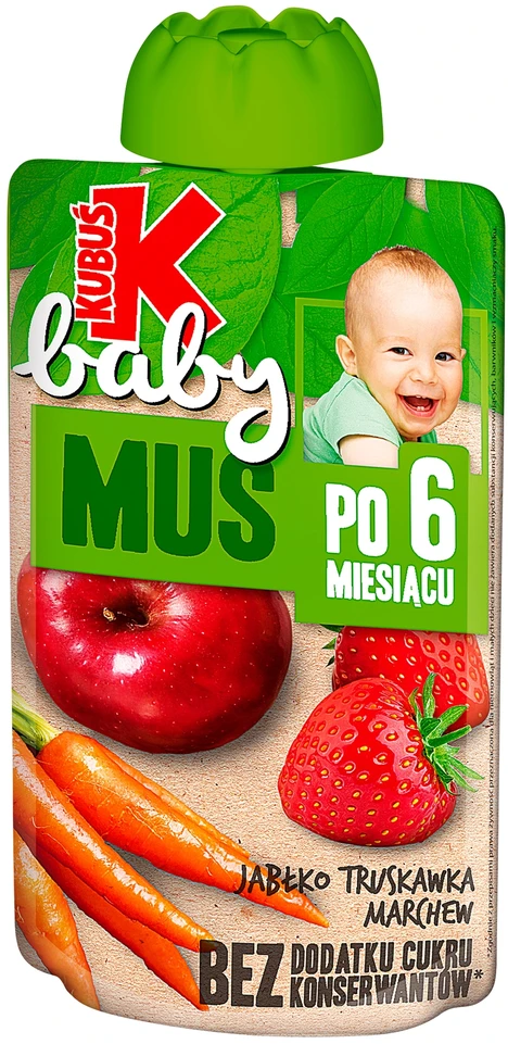 Kubuś Mikė Baby MUS obuolių braškių morkų 9x