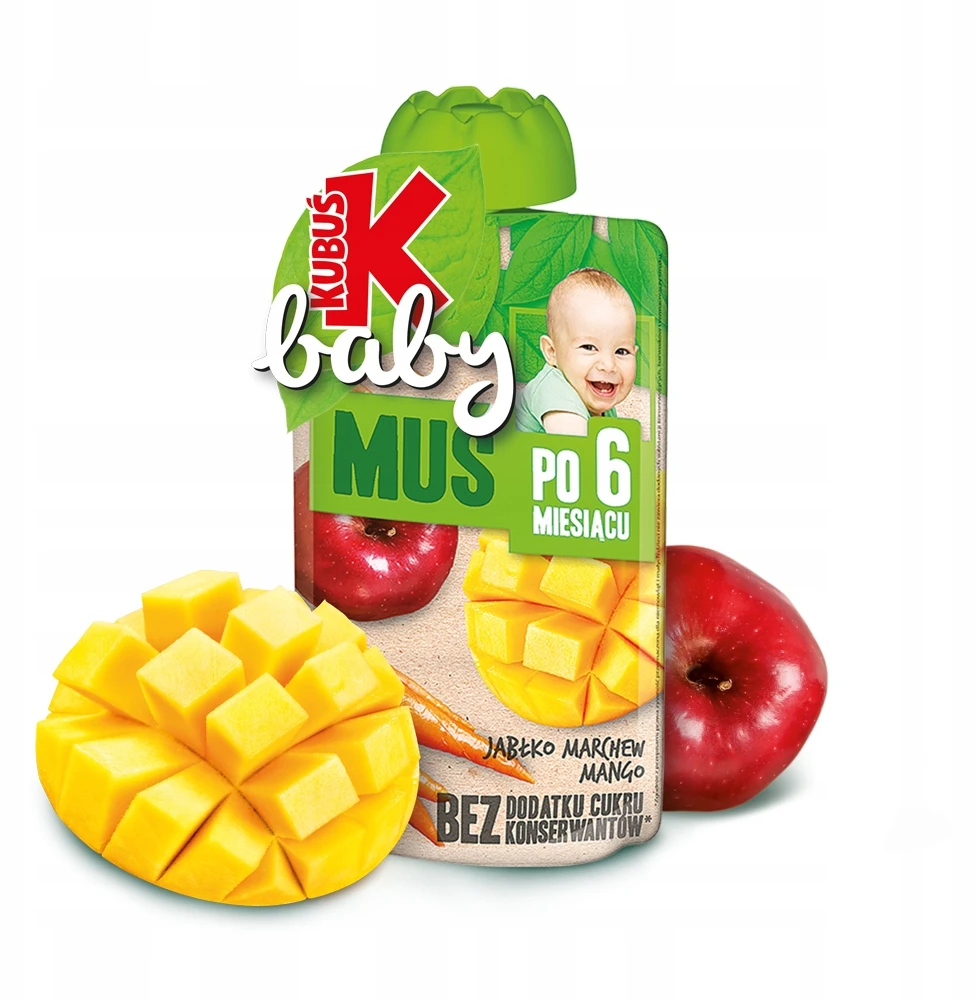 Kubuś Mikė Baby MUS obuolių morkų mangas vaikams 9x 100g