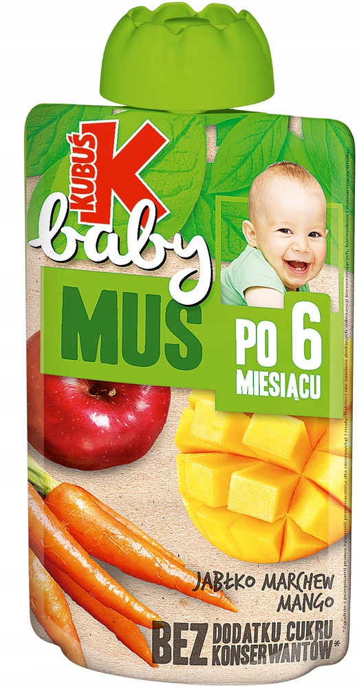 Kubuś Mikė Baby MUS obuolių morkų mangas vaikams 9x 100g
