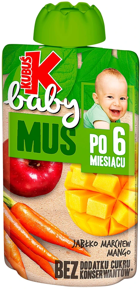 Kubuś Mikė Baby MUS obuolių morkų mangas vaikams 9x 100g
