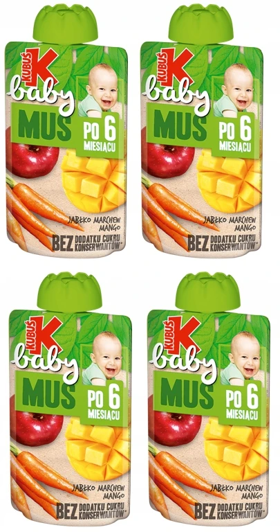 Kubuś Mikė Baby MUS obuolių morkų mangas vaikams 9x 100g