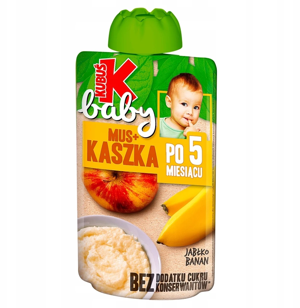 Kubuś Mikė Baby obuolių-bananų košės putėsiai 9x100g