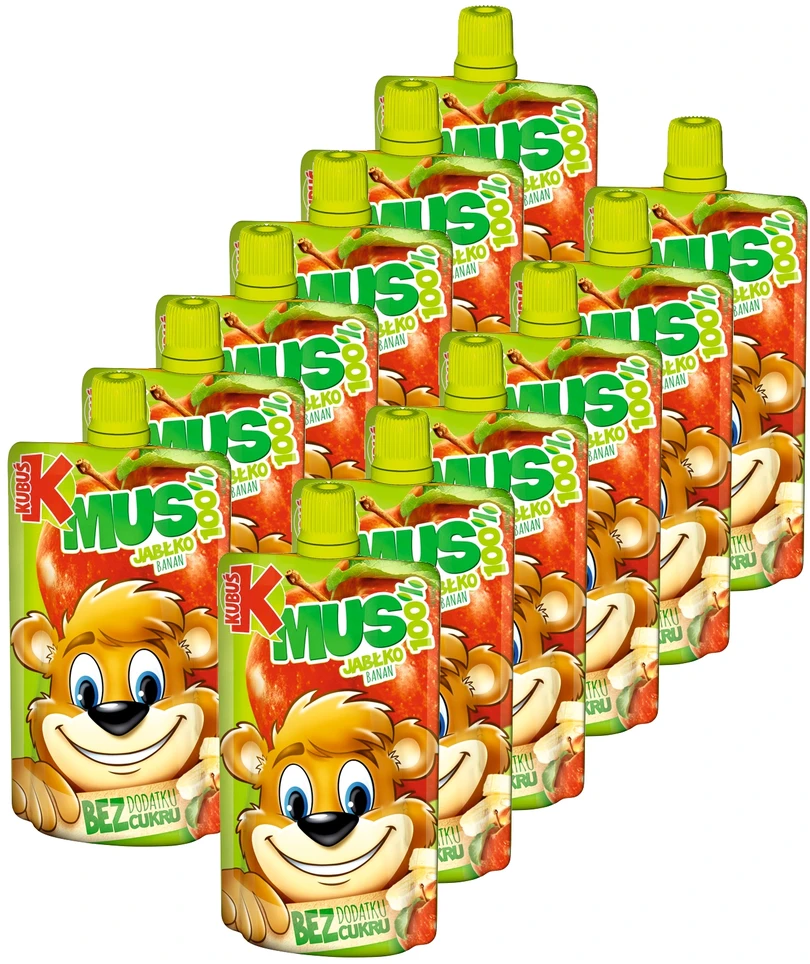 Kubuś Mikė obuolių bananų putėsiai 100% vaisių 12x100 g