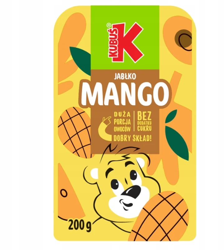 KUBUŚ Mousse vaikams su obuolių-mango skonio 200 g x 10 vnt.