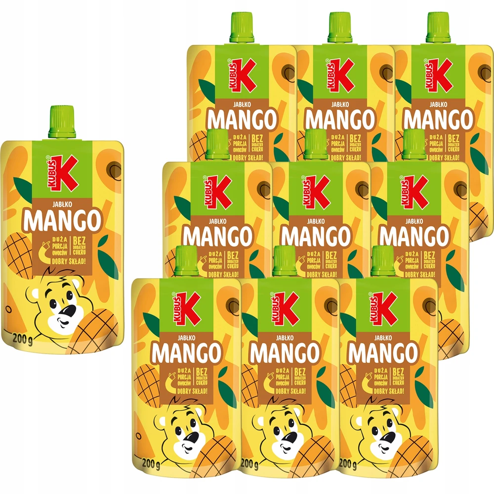 KUBUŚ Mousse vaikams su obuolių-mango skonio 200 g x 10 vnt.