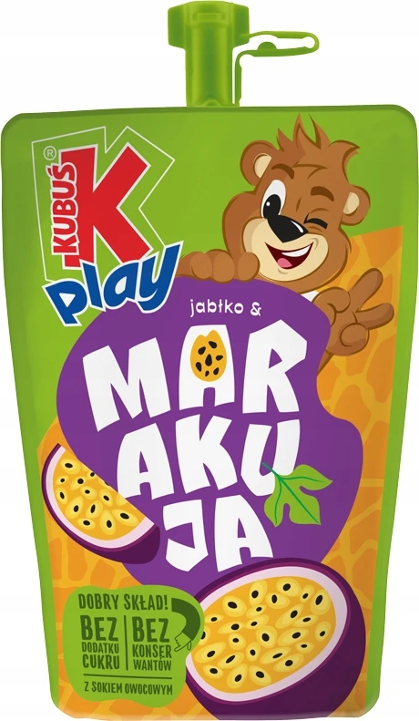 KUBUŚ PLAY obuolių pasiflorų gėrimas 61% vaisių 10x 200ml