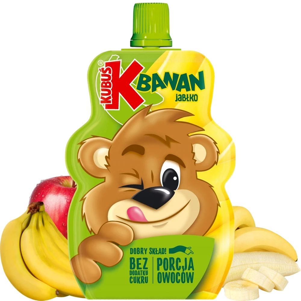 KUBUŚ vaisių putėsiai 100% bananų obuoliai 100 g x 12 vnt. VAIKAMS