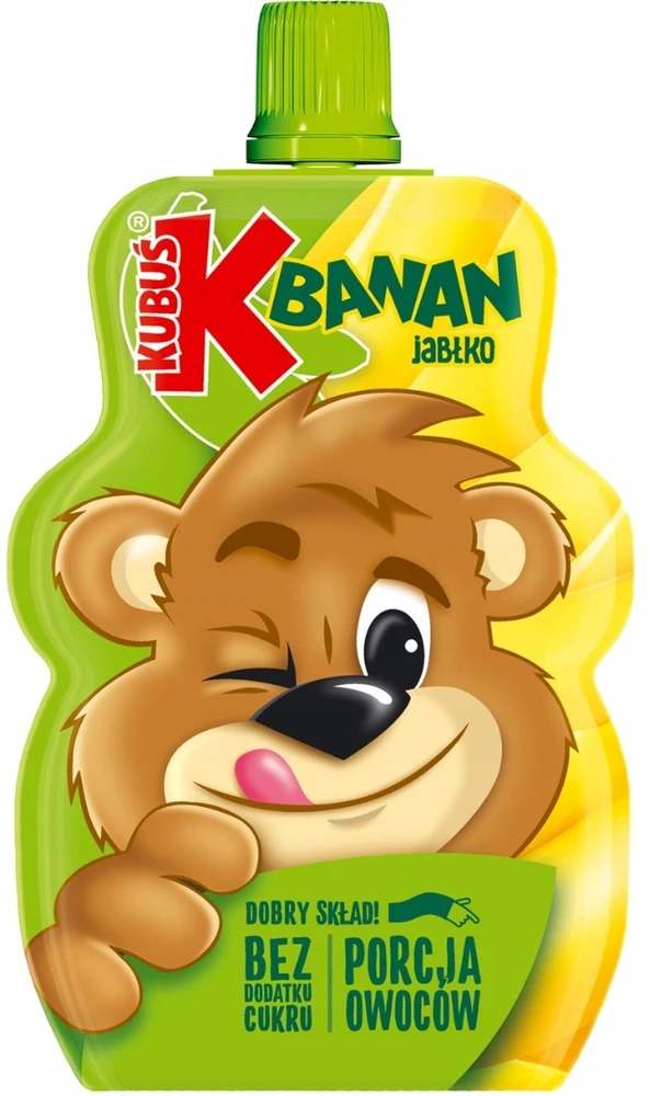 KUBUŚ vaisių putėsiai 100% bananų obuoliai 100 g x 12 vnt. VAIKAMS