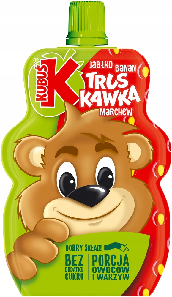 Kubuś Vaisių putėsiai vaikams Mikė 100% braškių obuolių morkų bananas 12x100g
