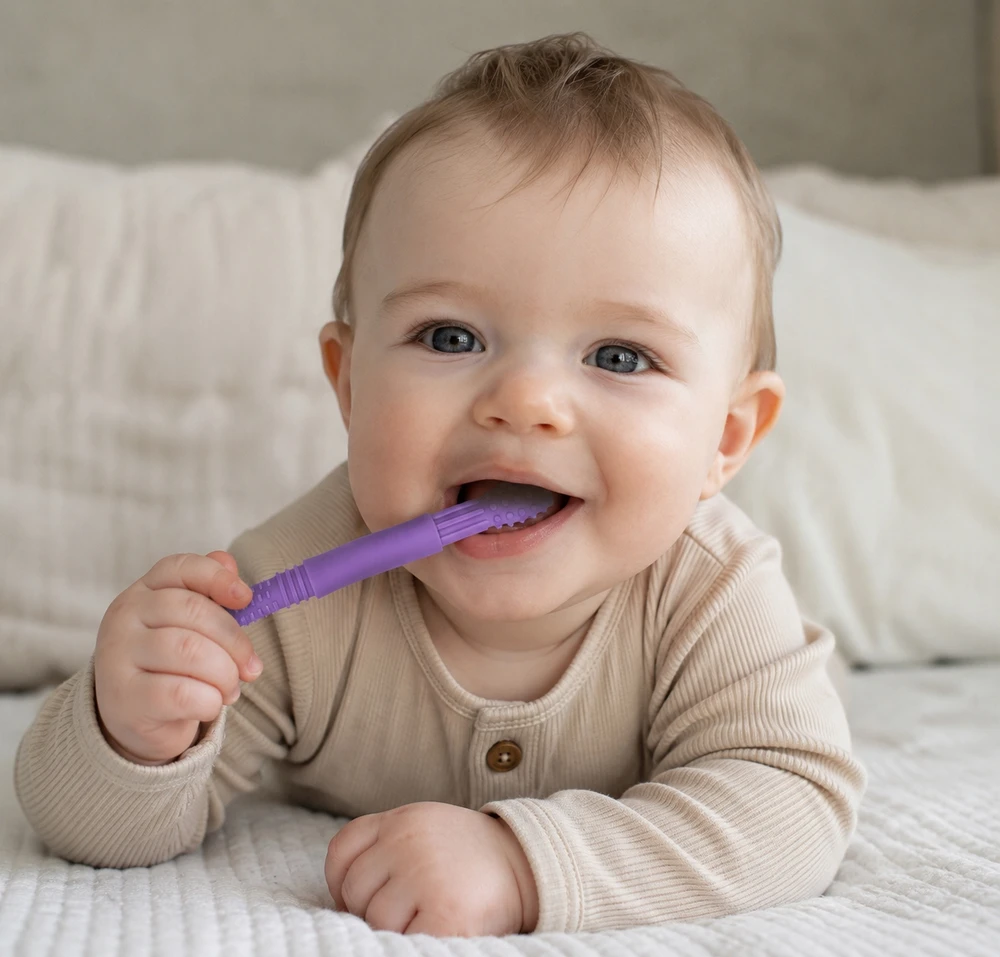 KŪDIKIO DANTYS, 5 DALIES KRAMTO VAMZDYS, 2 ŠEPEČIAI, TOKIAI TINKANTYS DANTIMUI