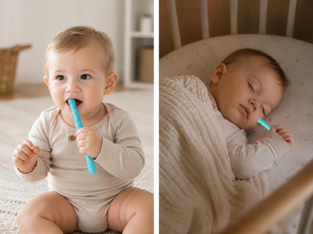 KŪDIKIO DANTYS, 5 DALIES KRAMTO VAMZDYS, 2 ŠEPEČIAI, TOKIAI TINKANTYS DANTIMUI
