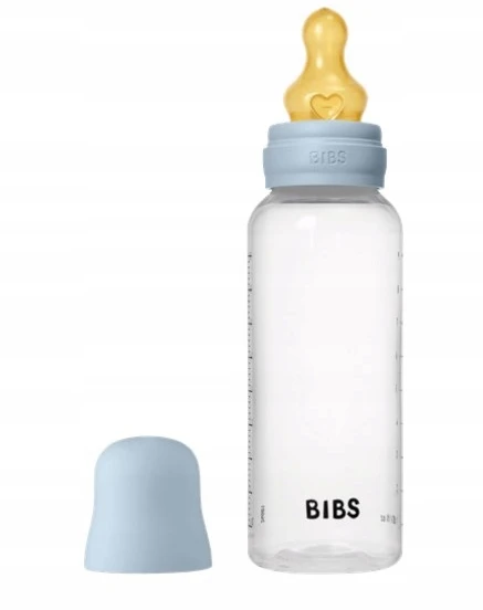 BIBS plastikinis buteliukas nuo dieglių 270 ml (Baby Mėlyna) pilnas komplektas