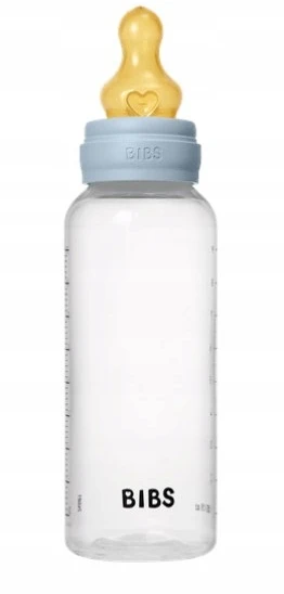 BIBS plastikinis buteliukas nuo dieglių 270 ml (Baby Mėlyna) pilnas komplektas