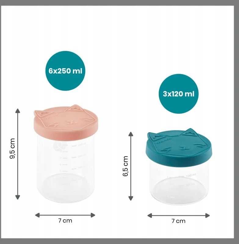 Babymoov - ISY dubenėliai - 6 x 250 ml + 3 x 120 ml