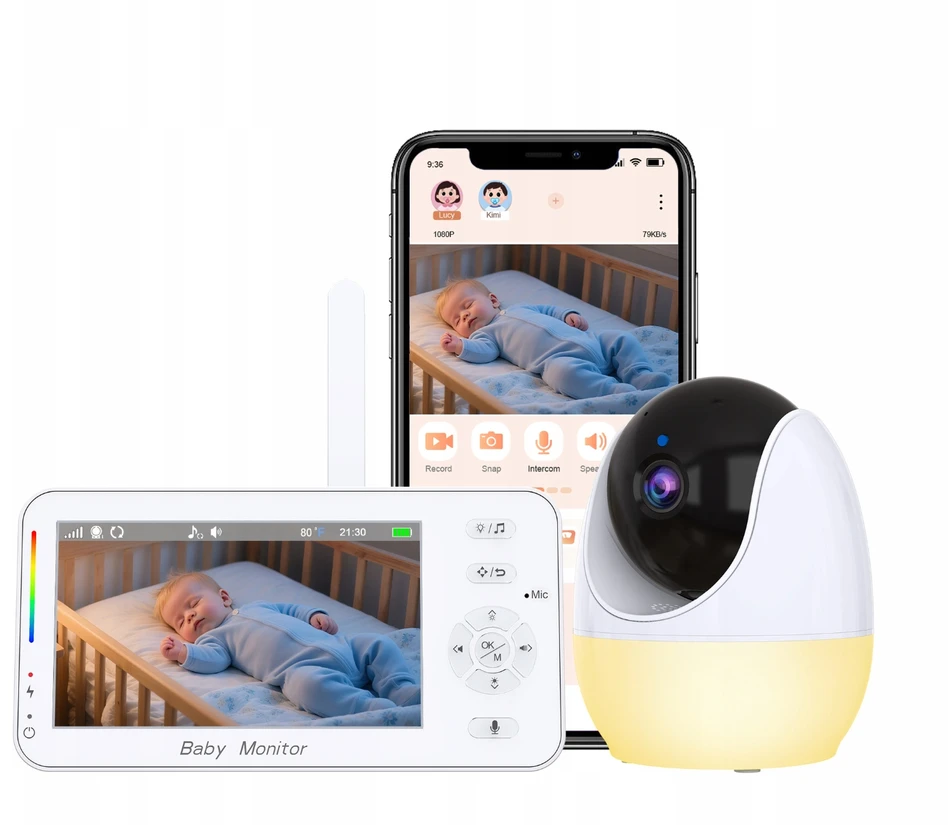 Kūdikių monitorius su 1080P WiFi kameros stebėjimo programėle