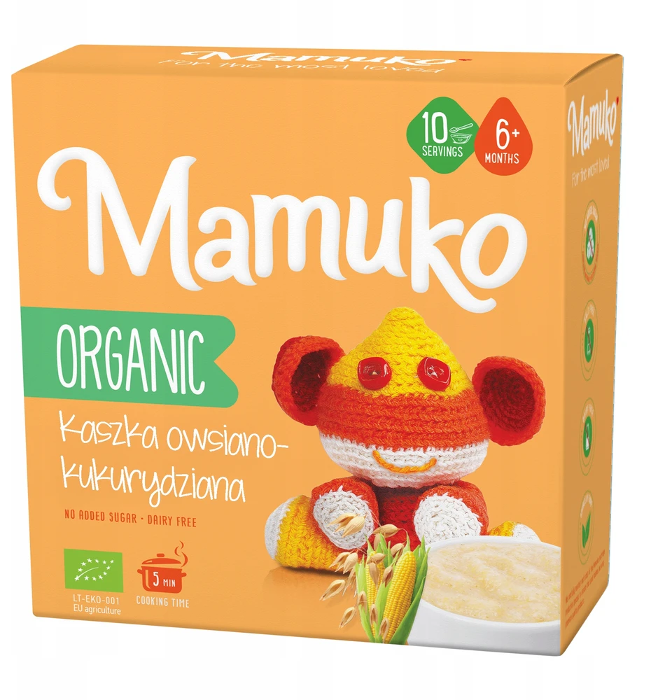 Kukurūzų avižų košė iš ekologiškų ES ūkių vaikams Mamuko 6m+