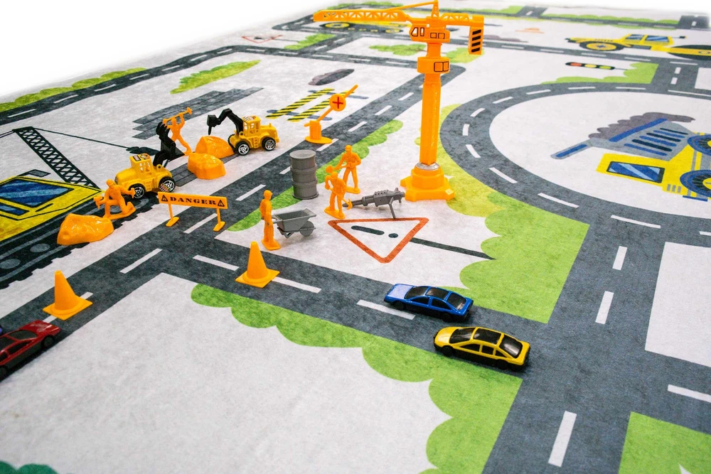 Kupdywan Dywan Dziecięcy Antypoślizgowy Plac BUDOWY Ulice Trasy 120x170