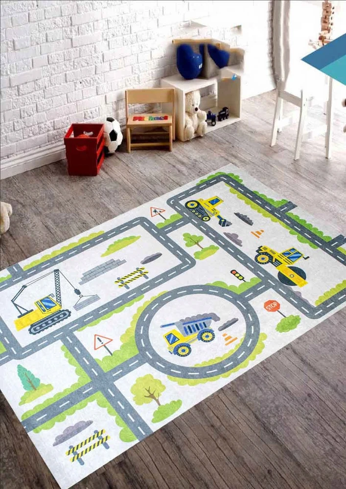 Kupdywan Dywan Dziecięcy Antypoślizgowy Plac BUDOWY Ulice Trasy 120x170