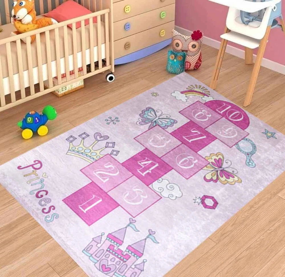 Kupdywan DYWAN Dziecięcy Gra w Klasy Księżniczka Motylki 160x230 DO PRANIA
